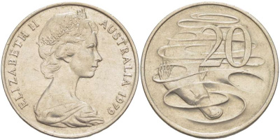 Австралия 20 центов 1979 Елизавета II (1952-2022), утконос KM 66 медно-никель 4521-134