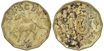 Уругвай 10 сентесимо 1978 KM 66 алюминиевая бронза 4164-761