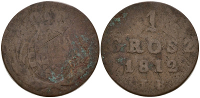 Польша 1 грош 1812 IB, Фридрих Август III (1806-1827) C 81 медь 4158-526
