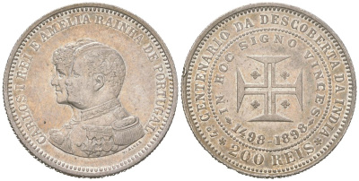 Португалия 200 реалов 1898 400 лет Открытию Индии KM 537 серебро 4171-1133