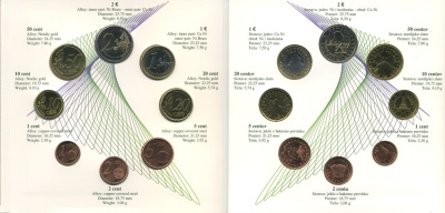 Словения евронабор из 8 монет в буклете 2007 Франце Прешерн, официальный набор, в буклете  биметалл  UNC  7-6-1-09