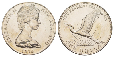 Новая Зеландия 1 доллар 1974 День Вайтанги (День Новой Зеландии) KM 45 медно-никель BU 91-334