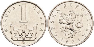 Чехия 1 крона 1996 KM 7 сталь плакированная никелем 4152-932