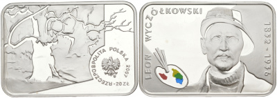 Польша 20 злотых 2007 Польские художники XIX-XX вв. Леон Ян Вычулковский, цветная эмаль KM 891 серебро PROOF 1090-3-21