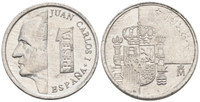 Испания 1 песета 1998 Хуан Карлос I KM 832 алюминий 4567-736