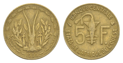 Западная Африка (BCEAO) 5 франков 1999 KM 2a медь алюминий никель 4611-242