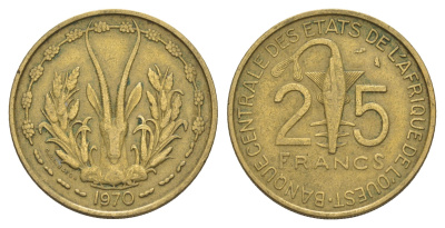 Западная Африка (BCEAO) 25 франков 1970 KM 5 медь алюминий никель 4656-847