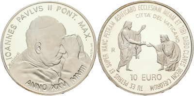 Ватикан 10 евро 2003 серебро PROOF 7-5-4-11