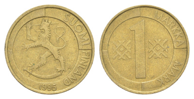 Финляндия 1 марка 1995 KM 76 алюминиевая бронза 4648-613