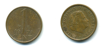 НИДЕРЛАНДЫ 1 ЦЕНТ 1971 KM 180 бронза 54-1125