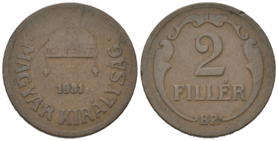 Венгрия 2 филлера 1931 BP KM 506 бронза 4115-446