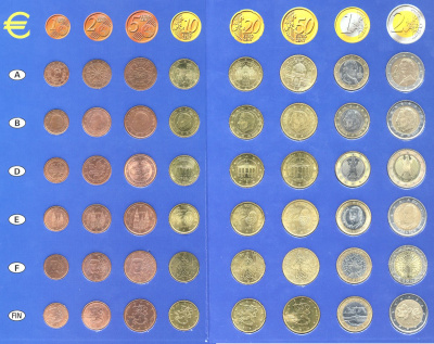 ЕВРОЗОЮЗ 12 ЕВРОНАБОРОВ ПО 8 МОНЕТ В ПОДАРОЧНОМ АЛЬБОМЕ биметалл UNC 06-081-28