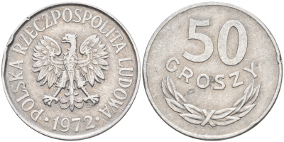 Польша 50 грошей 1972 MW KM 48.1 алюминий    4161-131