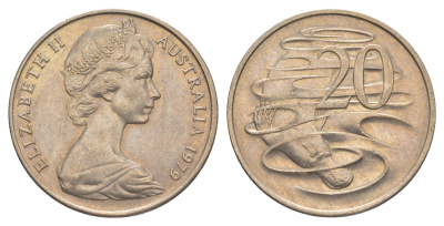 Австралия 20 центов 1979 Елизавета II (1952-2022), утконос KM 66 медно-никель aUNC 4381-513