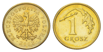 Польша 1 грош 2002 Y 276 марганец латунь UNC 4627-911