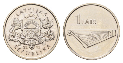 Латвия 1 лат 2013 Кокле KM 142 медно-никель UNC 4679-414