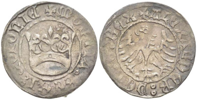 Польша 1/2 гроша (полугрош) 1501-1506 Александр I король Польский (1501-1506), вес 0,91 гр. серебро 1517-415