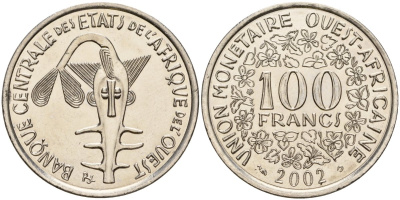Западная Африка (BCEAO) 100 франков 2002 KM 4 никель UNC 4604-733