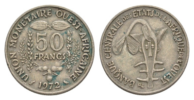 Западная Африка (BCEAO) 50 франков 1972 Центральный банк государств Западной Африки KM 6 медно-никель 4643-752