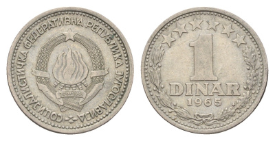 Югославия 1 динар 1965 KM 47 медно-никель 4674-915