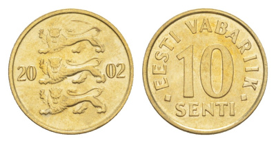 Эстония 10 сентов 2002 KM 22 латунь UNC 4647-118