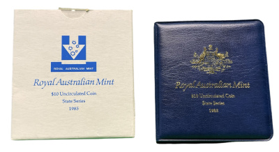 Австралия 10 долларов 1985 серия 150 лет Австралии, штат Виктория, запайка, в оригинальном буклете KM 85 серебро BUNC 3-4-7-30