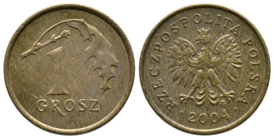 Польша 1 грош 2004 MW KM 276, Parchimowicz 701m латунь 220-428