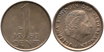 Нидерланды 1 цент 1980 Юлиана (1949-1980) KM 180 бронза 96-1248