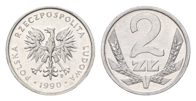 Польша 2 злотых 1990 Y 80.3 алюминий UNC 4615-818