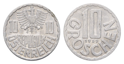 Австрия 10 грошей 1959 KM 2878 алюминий 4669-667