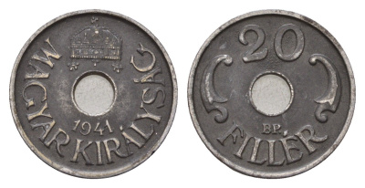 Венгрия 20 филлеров 1941 KM 520 сталь 46-2248