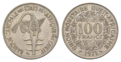 Западная Африка (BCEAO) 100 франков 1971 KM 4 никель 4620-1234