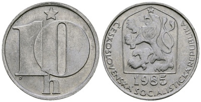 Чехословаки 10 геллеров 1985 Социалистическая республика KM 80 алюминий 4136-935