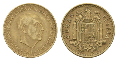 Испания 1 песета 1966 (71) Франсиско Франко (1939-1975) KM 796 алюминиевая бронза 4669-1219