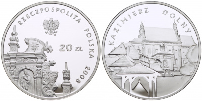Польша 20 злотых 2008 серия города Польши, Казимеж-Дольны KM 642 серебро PROOF 1077-8-34