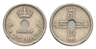 Норвегия 25 эре 1947 Хокон VII (1905-1957) KM 384 медно-никель 4632-1223