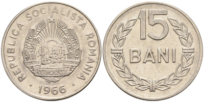 Румыния 15 бани 1966 KM 93 сталь плакированная никелем 4596-125