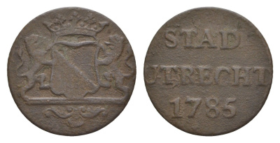 Нидерланды, Голландская Республика, Утрехт 1 дуит 1785 KM 91 медь 413-2435