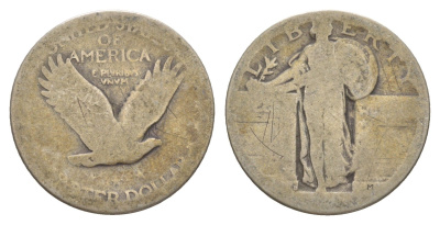 США 25 центов = квотер = 1/4 доллара ND (1917-1930) KM 145 серебро 4638-317