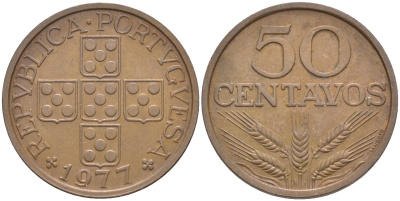 Португалия 50 сентаво 1977 KM 596 бронза 219-926