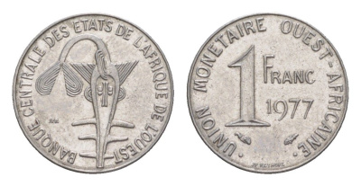 Западная Африка (BCEAO) 1 франк 1977 KM 8 нержавеющая сталь 4640-343