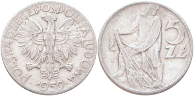 Польша 5 злотых 1959 Y A46 алюминий 4122-841