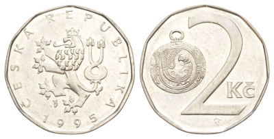Чехия 2 кроны 1995 KM 9 сталь плакированная никелем UNC 4627-1235