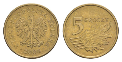 Польша 5 грошей 2004 Y 278 марганец латунь 4625-414