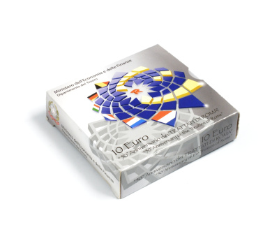 Италия 10 евро 2007 50 лет Римскому договору KM 295 серебро PROOF 2-4-2-23