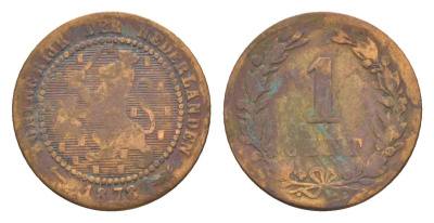 Нидерланды 1 цент 1878 Виллем III (1849-1890) KM 107 бронза 53-226