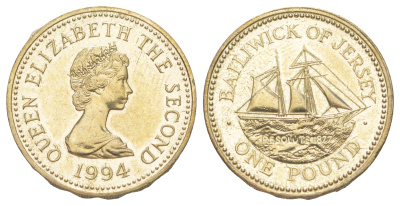 Джерси 1 фунт 1994 KM 91 никель латунь BU 1529-224