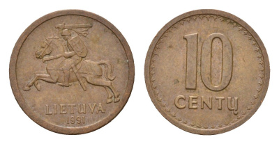 Литва 10 центов 1991 год-тип KM 88 бронза 4173-762