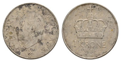 Норвегия 1 крона 1987 Улаф V (1957-1991) KM 419 медно-никель 4635-725