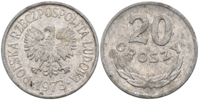 Польша 20 грошей 1973 MW KM А47, Parchimowicz 208m алюминий 4580-651